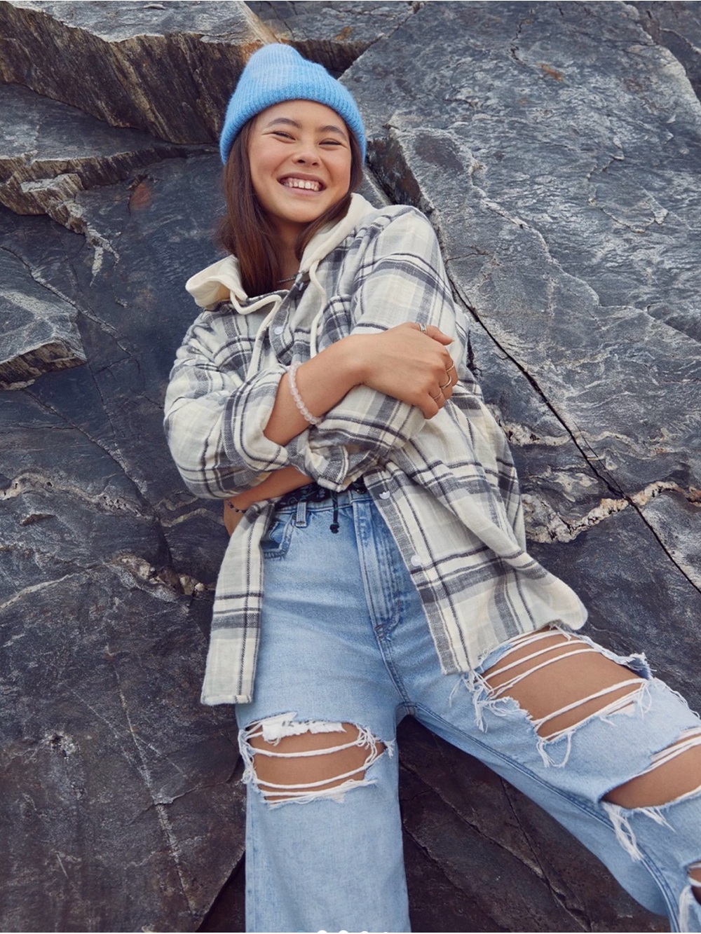 American Eagle Outfitters AE Hoodie oversized hoodie flannel shacket button up M